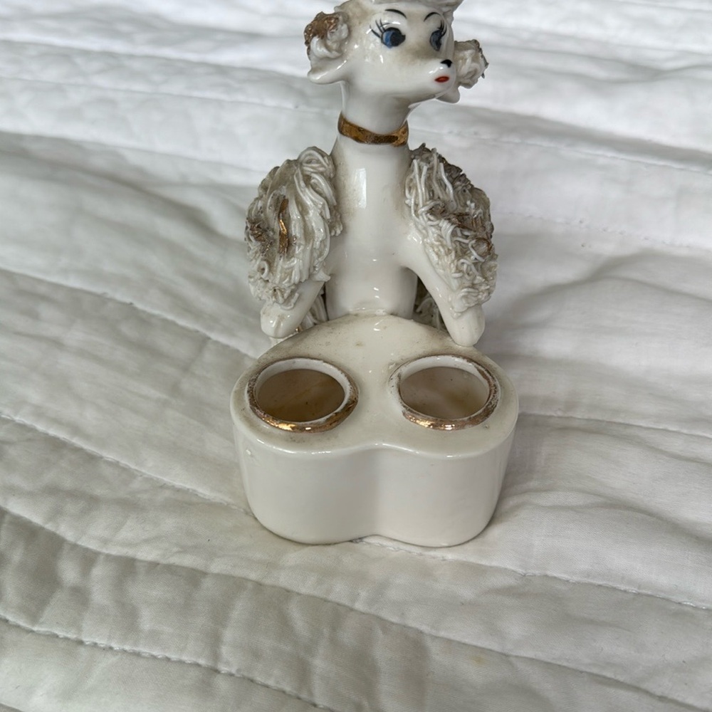 1950’s Vintage spaghetti Poodle porcelain lipstick holder - Picture 6 of 13